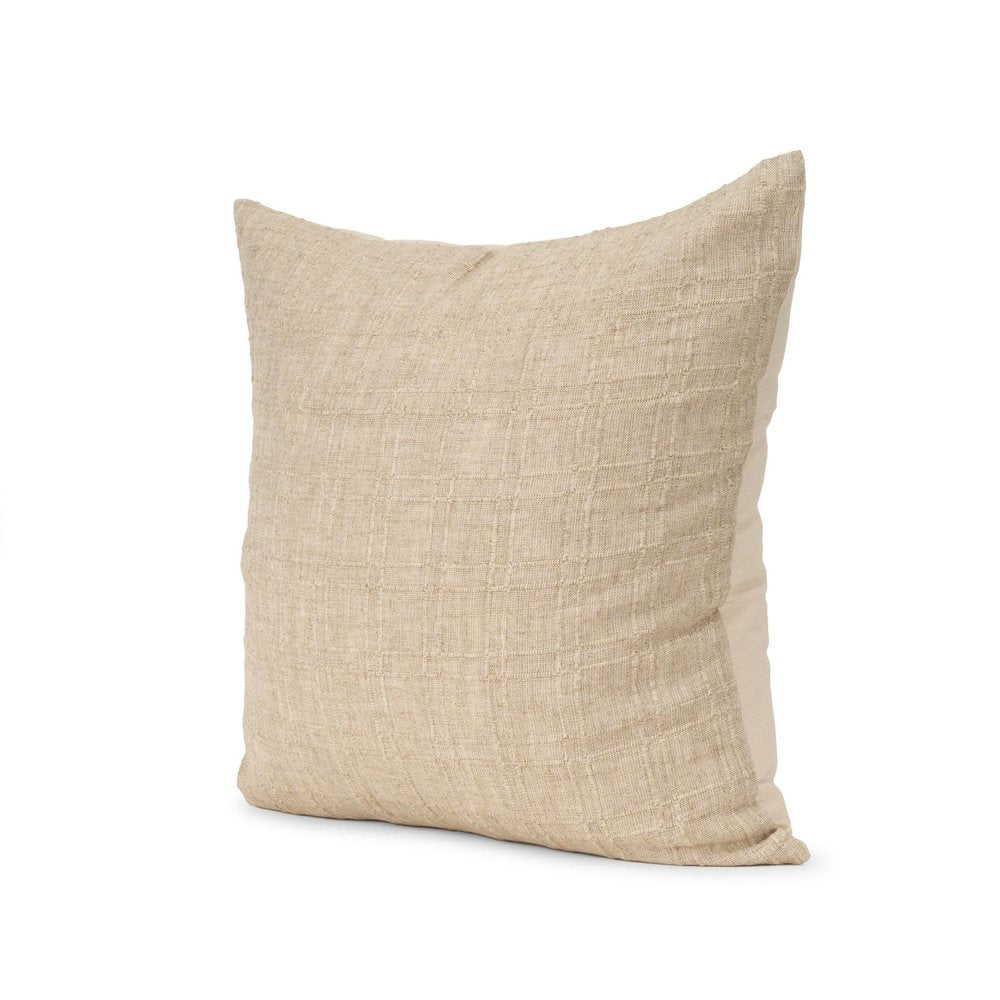 22" Beige Cotton Blend Throw Pillow Cover with Texture