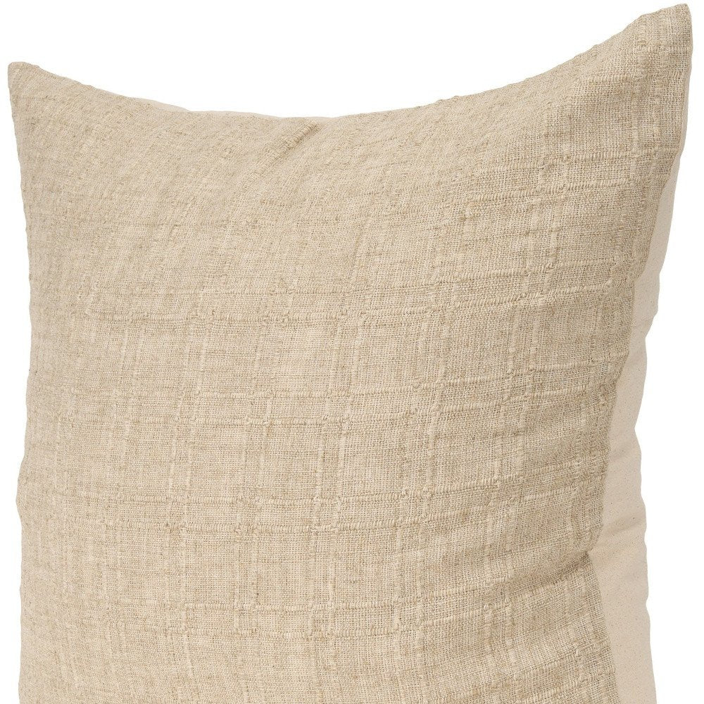 22" Beige Cotton Blend Throw Pillow Cover with Texture — view 2