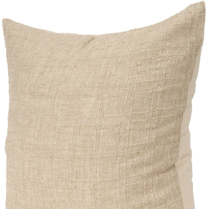22" Beige Cotton Blend Throw Pillow Cover with Texture