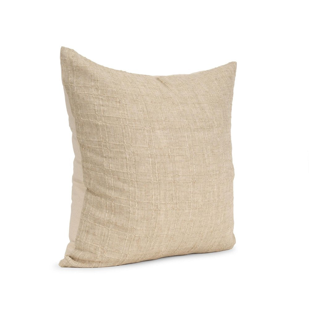 22" Beige Cotton Blend Throw Pillow Cover with Texture