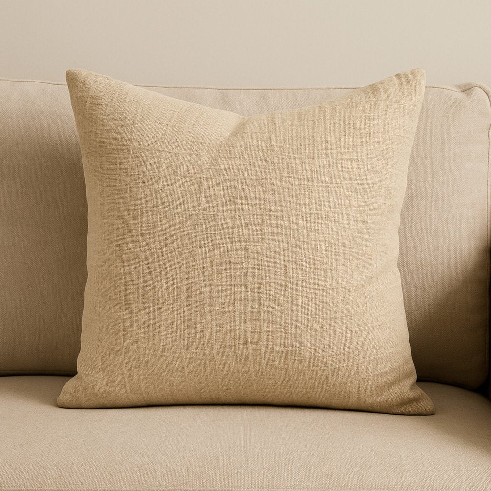 22" Beige Cotton Blend Throw Pillow Cover with Texture — view 5