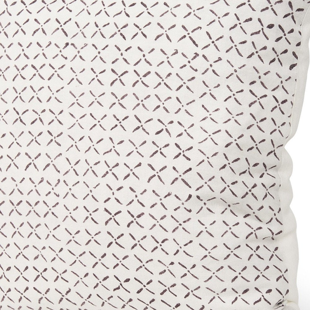 22" Cream And Merlot Geometric Linen Throw Pillow Cover with Embroidery — view 2