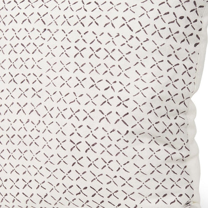 22" Cream And Merlot Geometric Linen Throw Pillow Cover with Embroidery