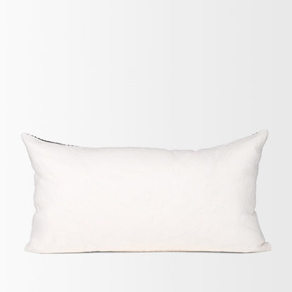 14" X 26" Black And Cream Striped Linen Throw Pillow Cover with Texture