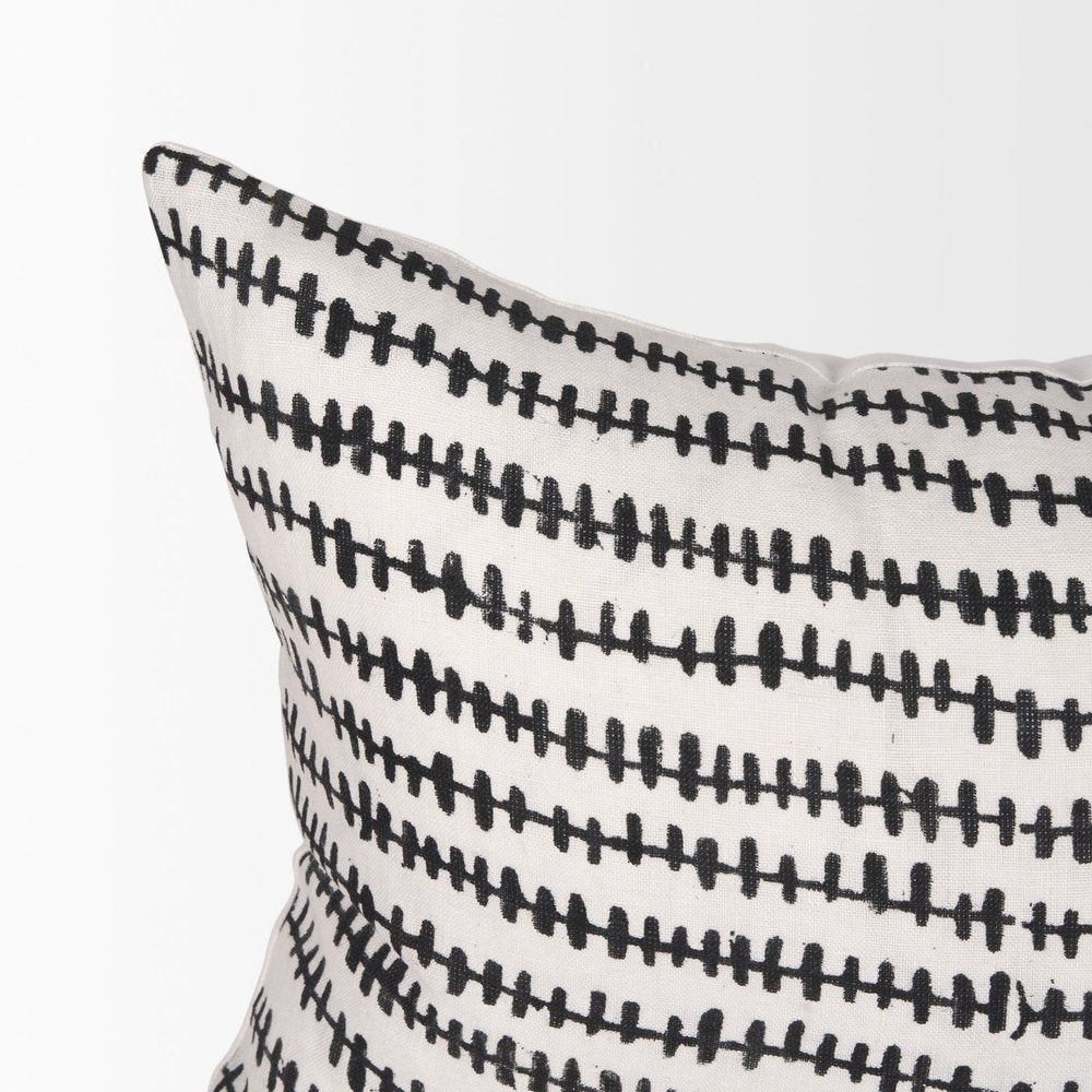 14" X 26" Black And Cream Striped Linen Throw Pillow Cover with Texture — view 5