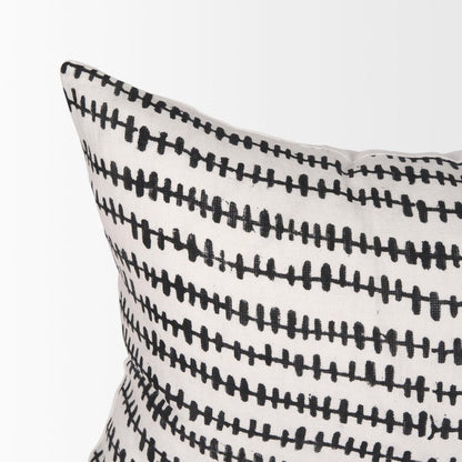 14" X 26" Black And Cream Striped Linen Throw Pillow Cover with Texture