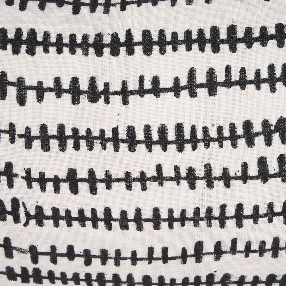 14" X 26" Black And Cream Striped Linen Throw Pillow Cover with Texture — view 6