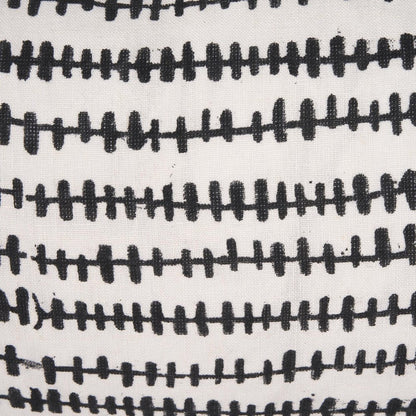 14" X 26" Black And Cream Striped Linen Throw Pillow Cover with Texture