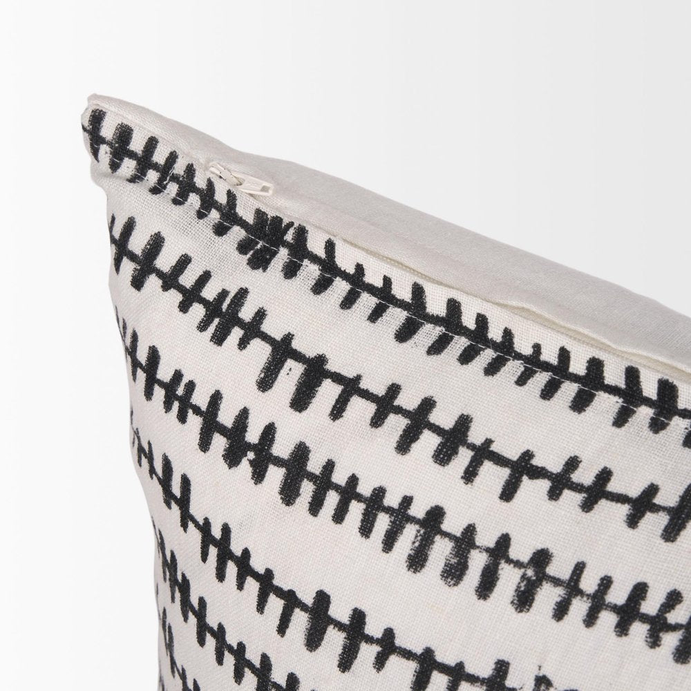 14" X 26" Black And Cream Striped Linen Throw Pillow Cover with Texture — view 7