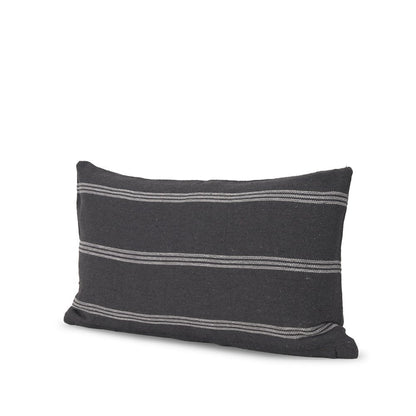 14" Gray Striped Linen Throw Pillow Cover