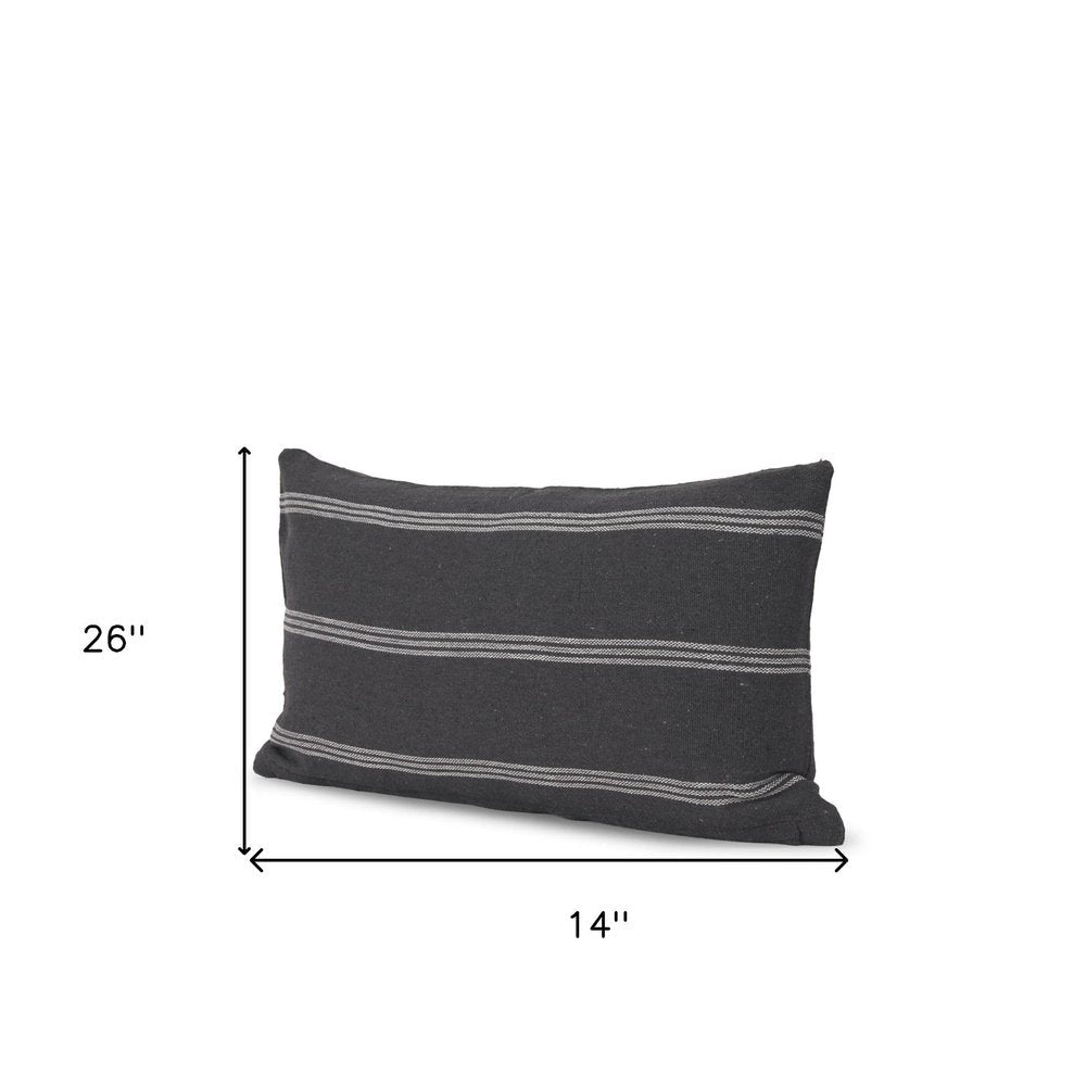 14" Gray Striped Linen Throw Pillow Cover