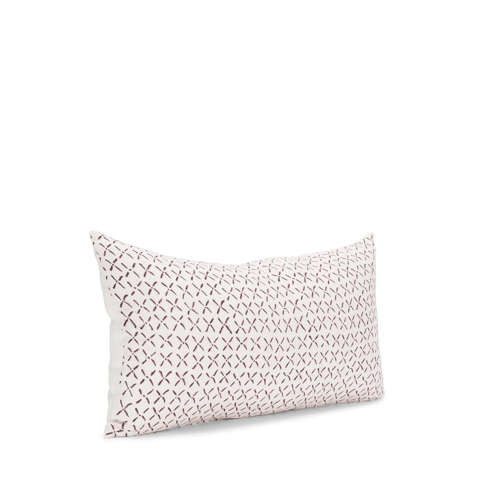 14" Cream Crosshatch Linen Throw Pillow Cover — view 3
