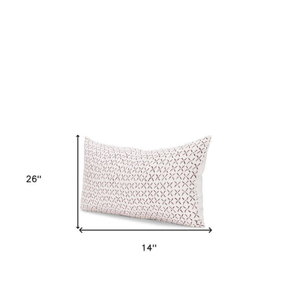 14" Cream Crosshatch Linen Throw Pillow Cover