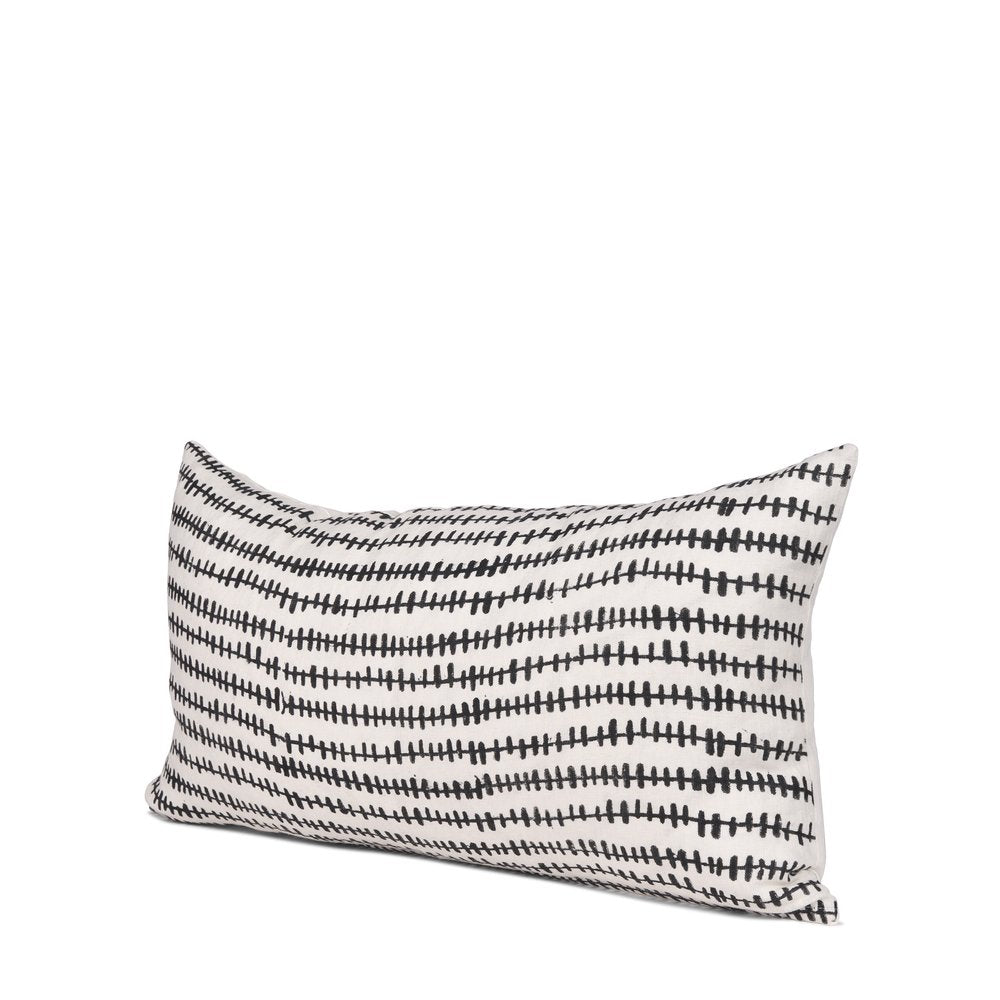 14" Black Striped Linen Throw Pillow Cover — view 1