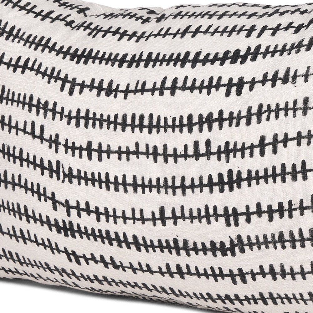 14" Black Striped Linen Throw Pillow Cover — view 2