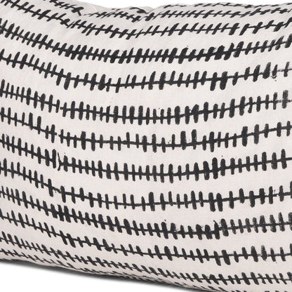 14" Black Striped Linen Throw Pillow Cover