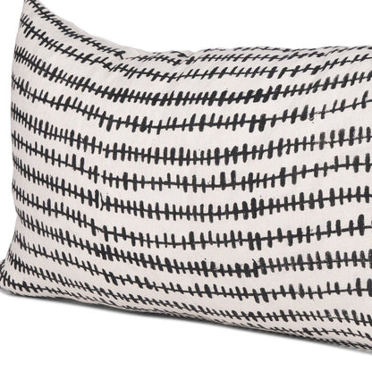 14" Black Striped Linen Throw Pillow Cover