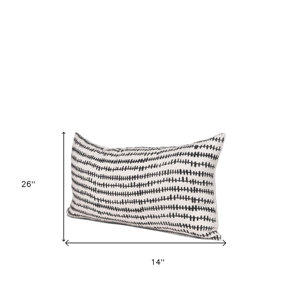14" Black Striped Linen Throw Pillow Cover