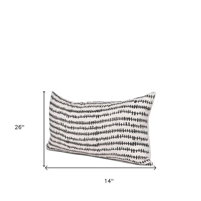 14" Black Striped Linen Throw Pillow Cover