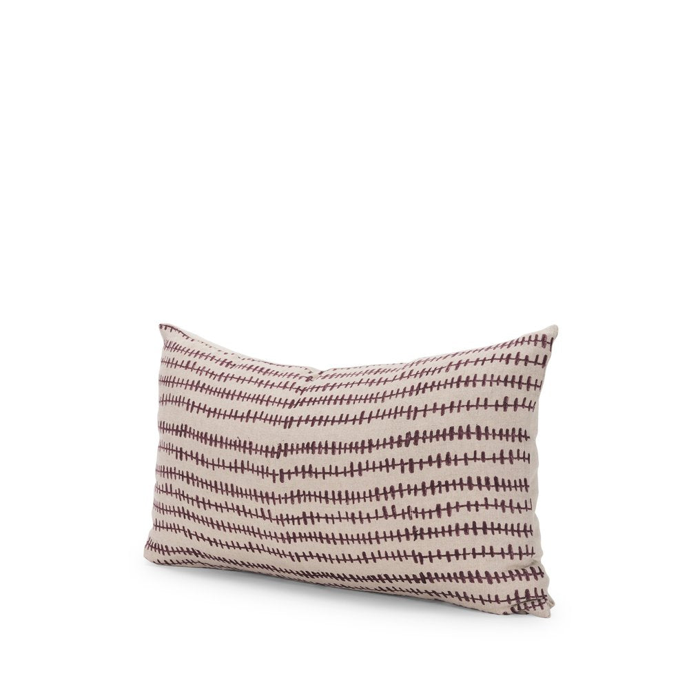 14" Beige Striped Linen Throw Pillow Cover