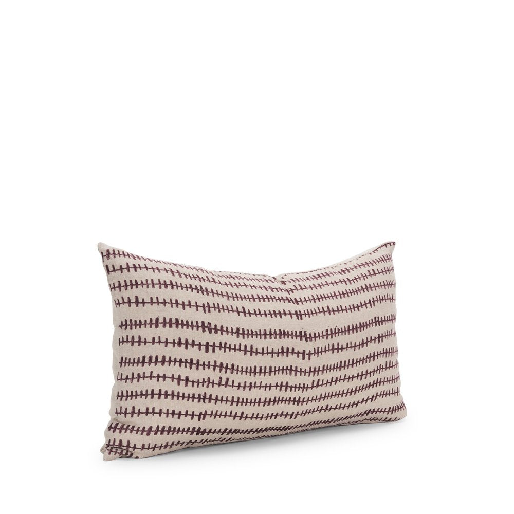 14" Beige Striped Linen Throw Pillow Cover — view 3