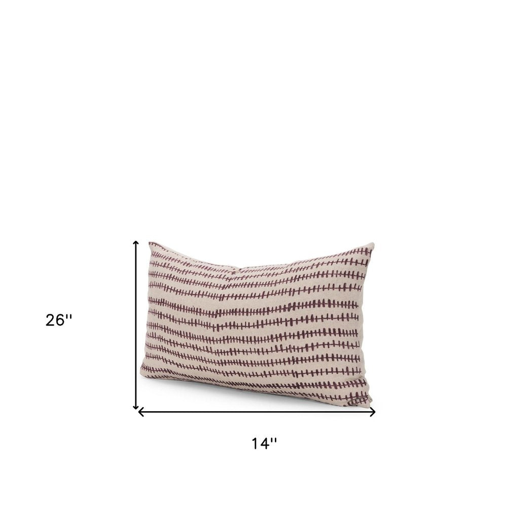 14" Beige Striped Linen Throw Pillow Cover — view 4
