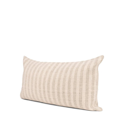 14" Cream Striped Linen Throw Pillow Cover