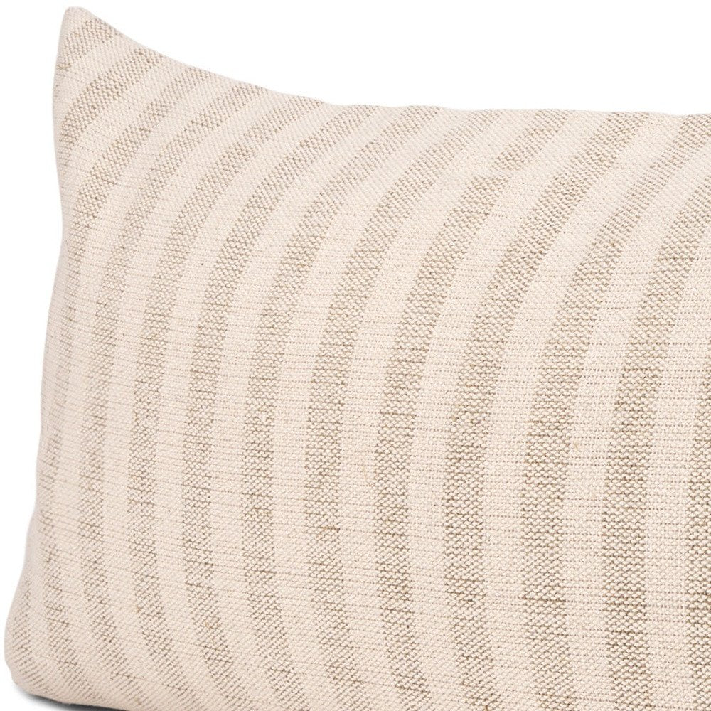 14" Cream Striped Linen Throw Pillow Cover