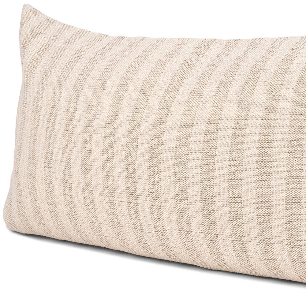 14" Cream Striped Linen Throw Pillow Cover — view 3