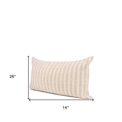 14" Cream Striped Linen Throw Pillow Cover