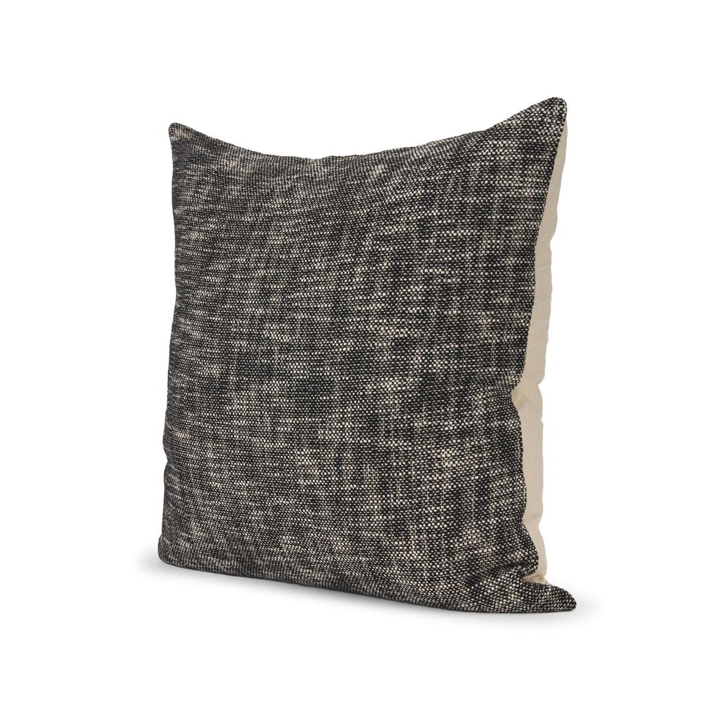 22" Black Weave Linen Throw Pillow Cover — view 1