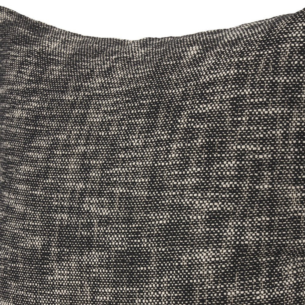 22" Black Weave Linen Throw Pillow Cover