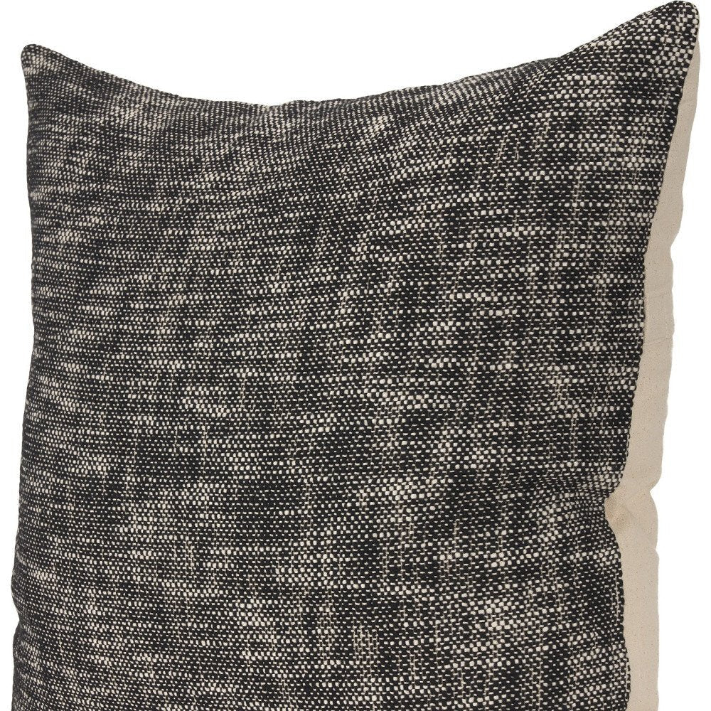 22" Black Weave Linen Throw Pillow Cover
