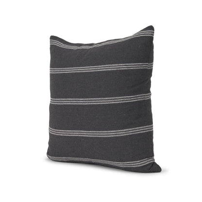 22" Gray Striped Linen Throw Pillow Cover