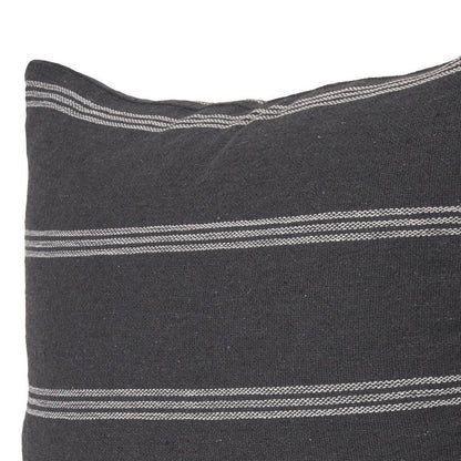 22" Gray Striped Linen Throw Pillow Cover