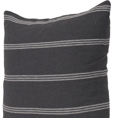 22" Gray Striped Linen Throw Pillow Cover