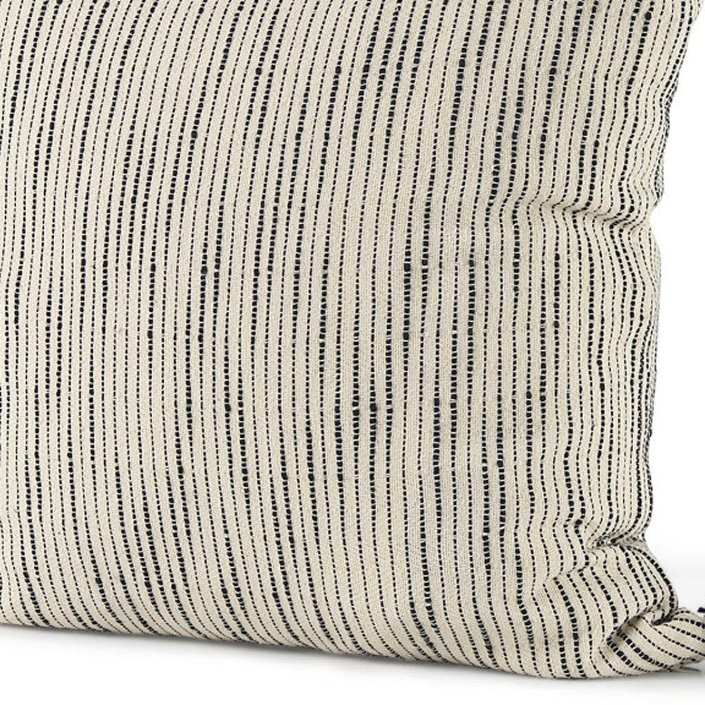 18" Black Striped Linen Throw Pillow Cover