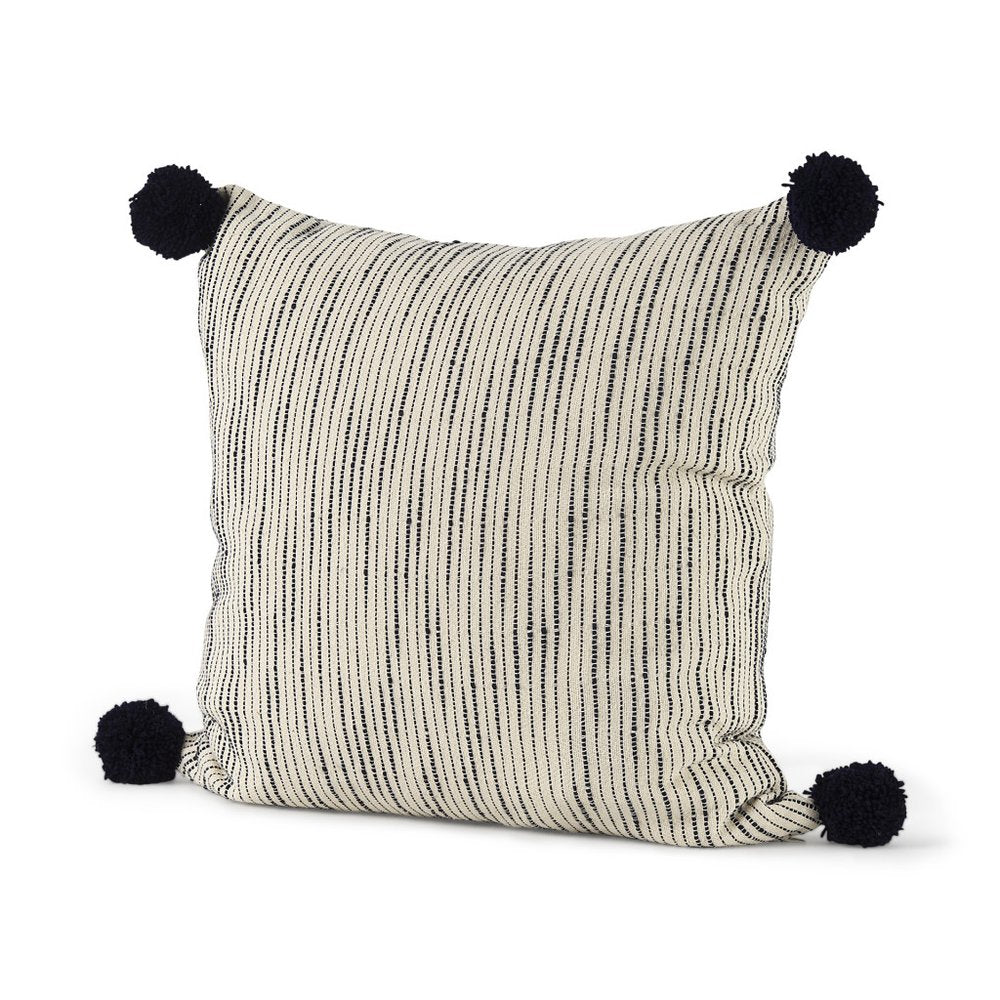 18" Black Striped Linen Throw Pillow Cover — view 1