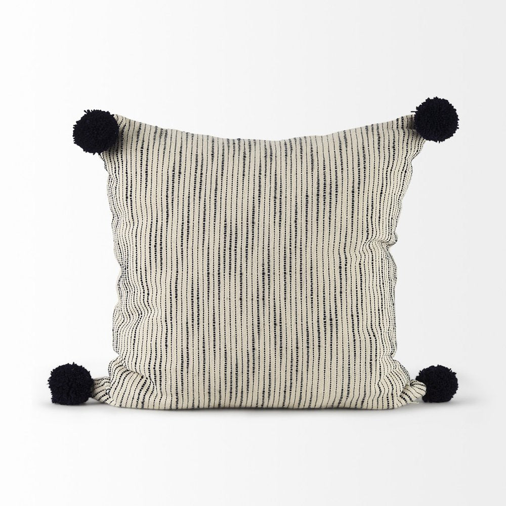 18" Black Striped Linen Throw Pillow Cover — view 3