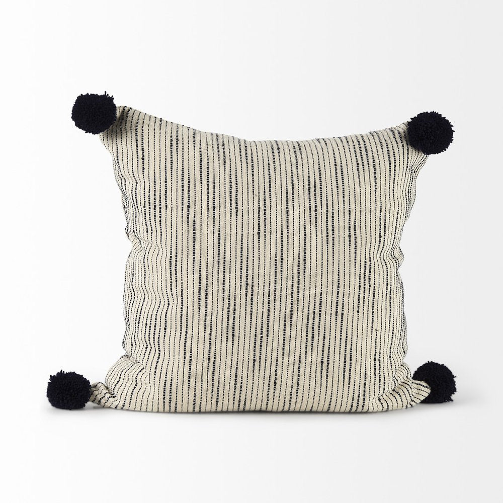 18" Black Striped Linen Throw Pillow Cover — view 14