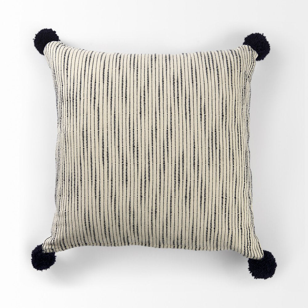 18" Black Striped Linen Throw Pillow Cover