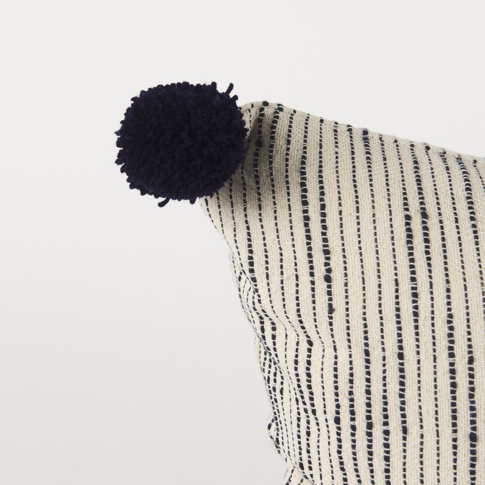 18" Black Striped Linen Throw Pillow Cover — view 16