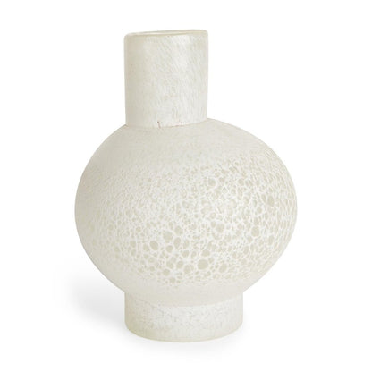 9" White Mottled Handblown Glass Table Vase HomeRoots