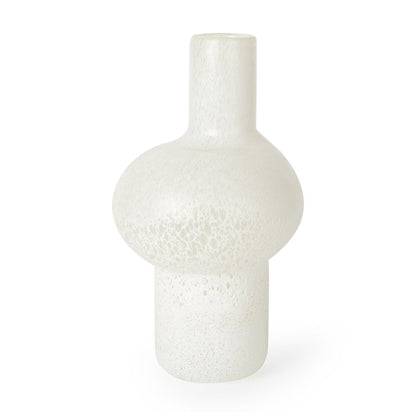 12" White Mottled Handblown Glass Table Vase HomeRoots