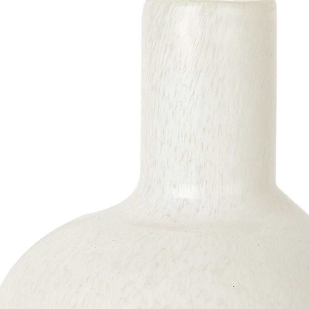 12" White Mottled Handblown Glass Table Vase HomeRoots