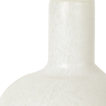 12" White Mottled Handblown Glass Table Vase HomeRoots