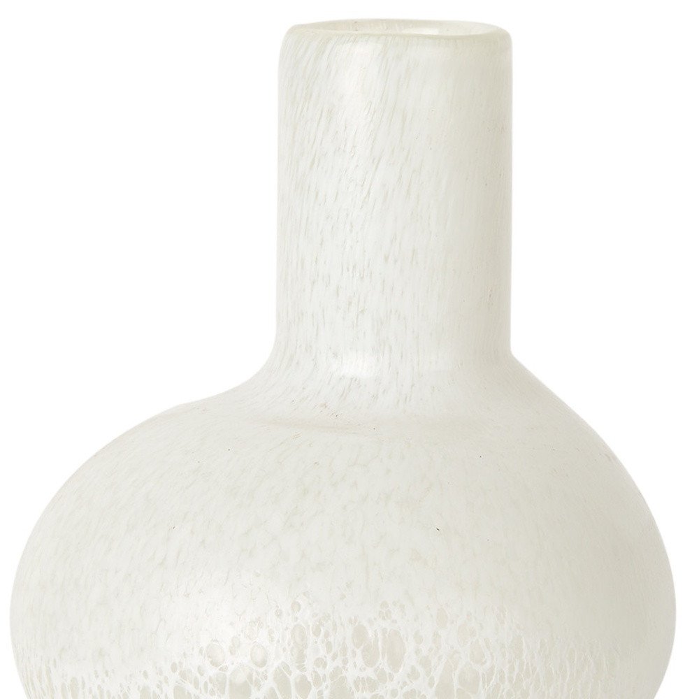 12" White Mottled Handblown Glass Table Vase HomeRoots