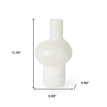 12" White Mottled Handblown Glass Table Vase HomeRoots