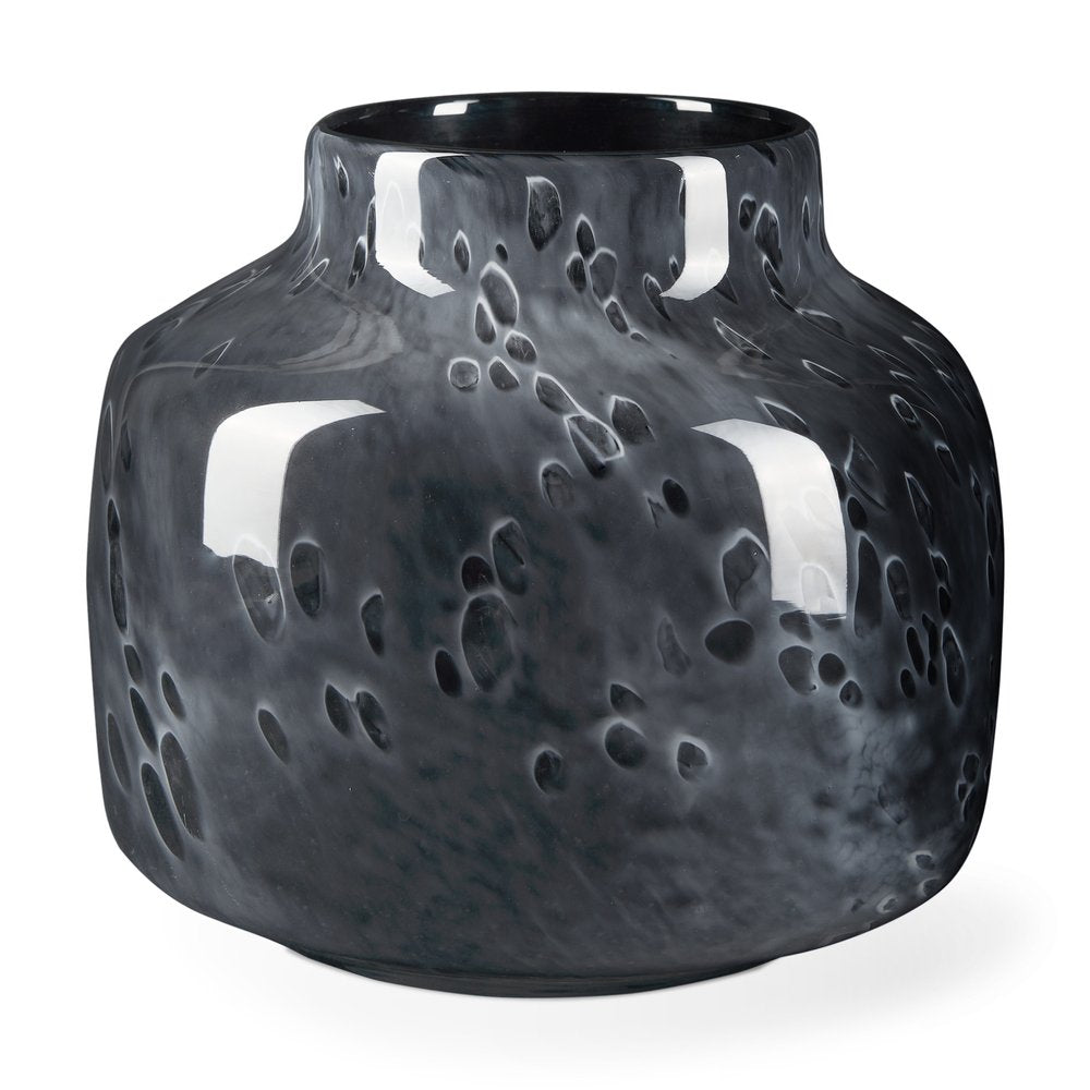 9" Black Mottled Round Glass Table Vase HomeRoots