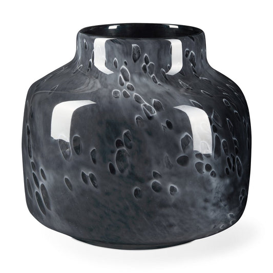 9" Black Mottled Round Glass Table Vase HomeRoots